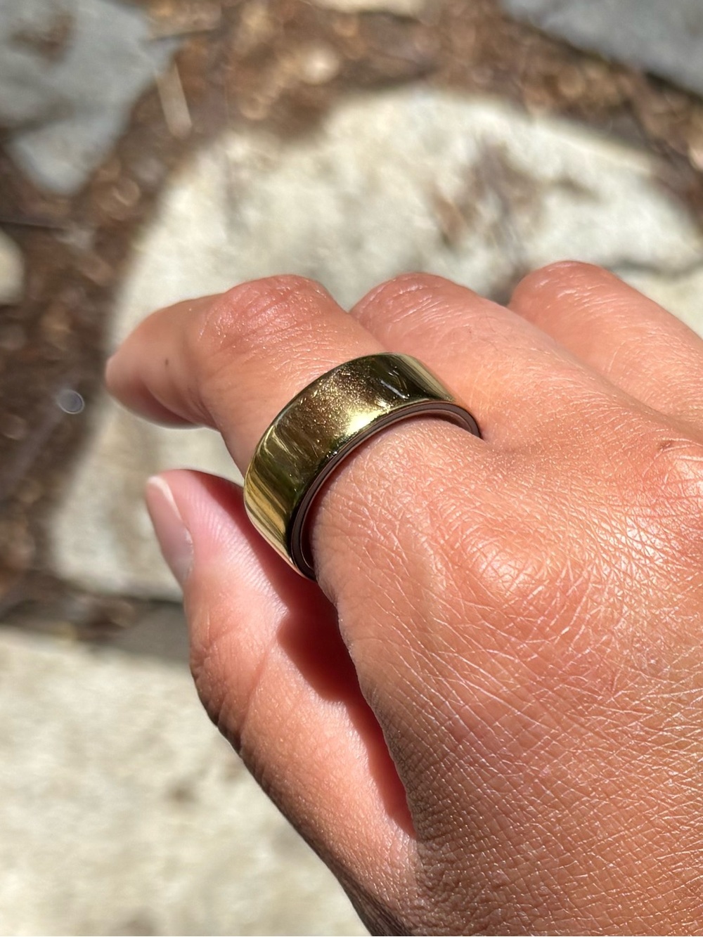 Gold Tone women’s Wide Band Ring size 8- Minimalist Style